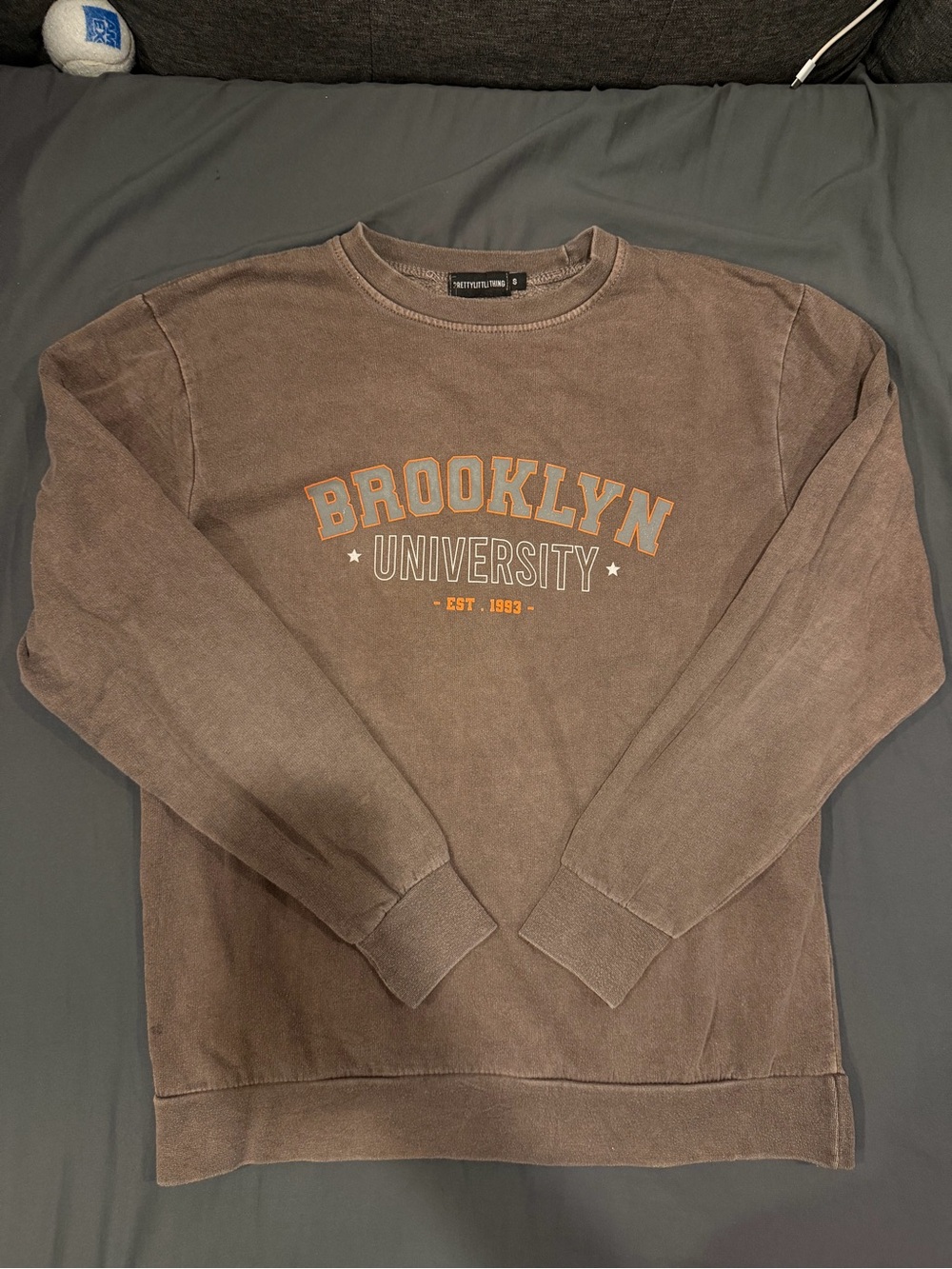 PrettyLittleThing Brown 'Brooklyn University' Crewneck Sweatshirt